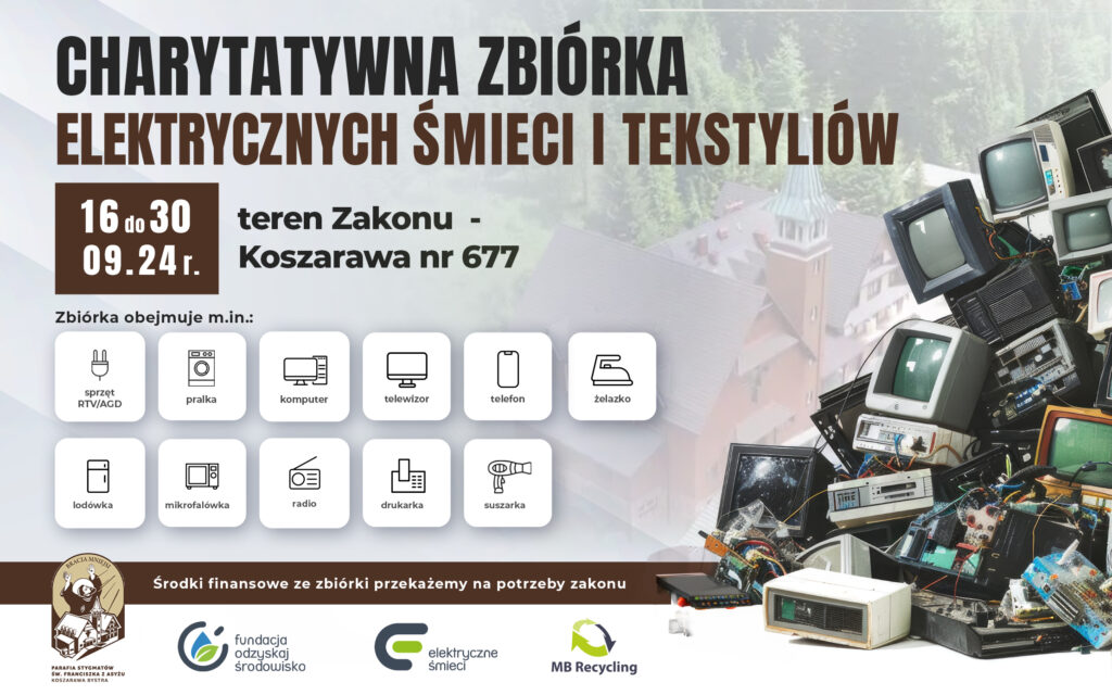 Zapraszamy do posprzątania swoich domów, okolicy, etc Zbieramy tekstylia i elektrownie i na nasze nowe ławki na chór. Akcja będzie od 16-30 września bieżącego roku. Odpowiednie kontenery u nas od poniedziałku.