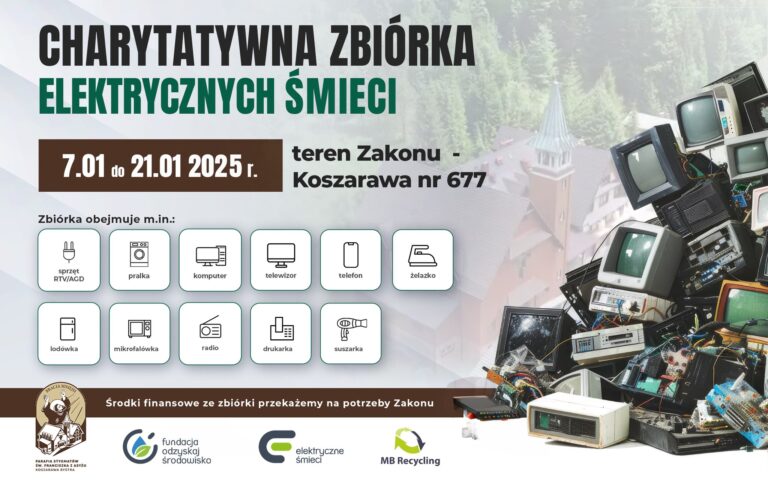 Od 7 do 21 stycznia będziecie mogli nas wesprzeć Wystarczy oddać Elektryczne Śmieci 🔌 Zebrane dzięki zbiórce środki zostaną przeznaczone na budowę nowego chodnika wokół kościoła. Liczy się każdy kilogram!