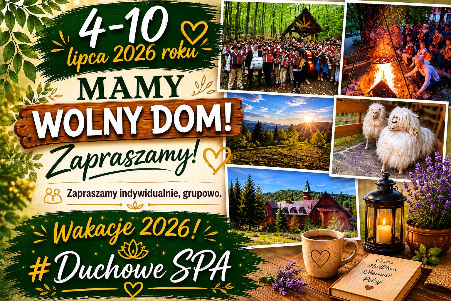 4-10 lipca 2026. Mamy wolne miejsce dla Ciebie! Przyjedź do nas.